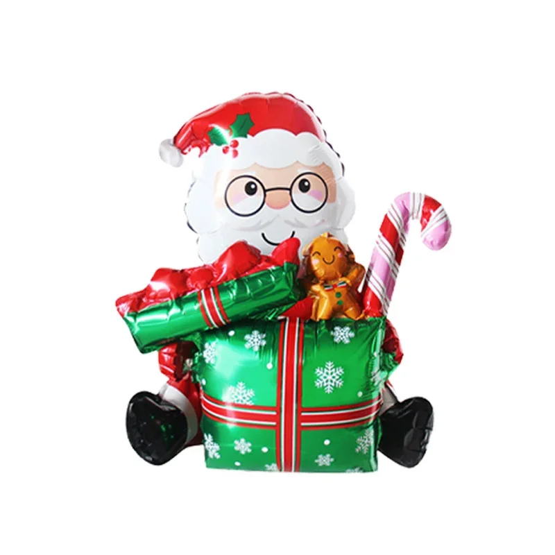 Christmas Foil Balloons Gift Box, Santa Claus, Elk, 3D, Decorations for Home, 2024, 1Pc
