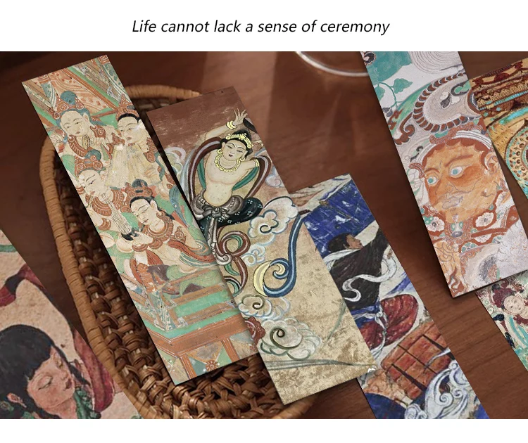30 stücke Dunhuang Wandbild Lesezeichen literarischen Stil kreative Persönlichkeit exquisite Lese seite Mark Tagebuch Notizbuch Mark Card – Detail 1