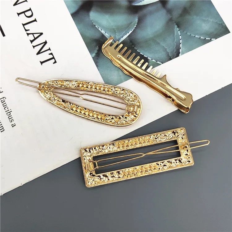 1PC Hollow Gold Metal Hair Clip Star Heart Cat Butterfly Crown Hairpin Elegant Barrette Flower Women's Girls Hair Accessories