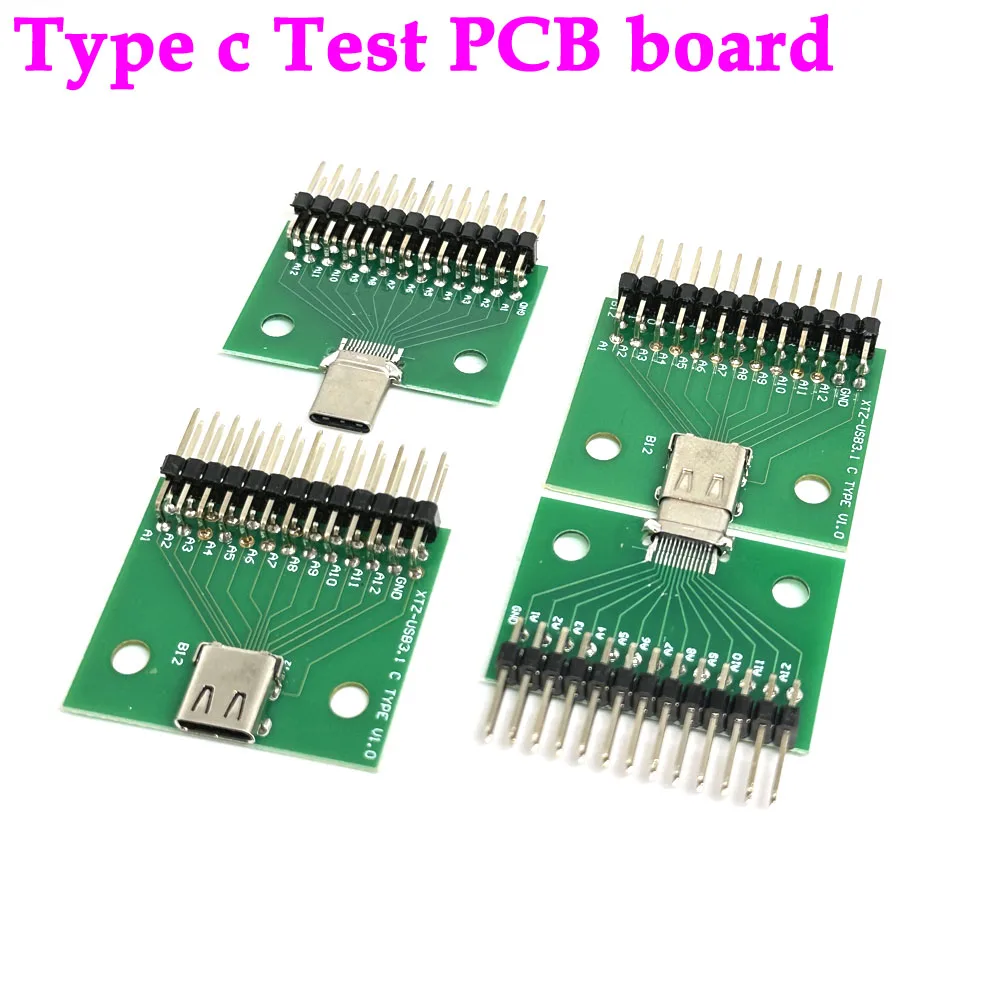 

USB 3.1 Type-C Connector Male Female Type c Test PCB Board Universal Board with USB3.1 24P Port Test Board Socket Connector