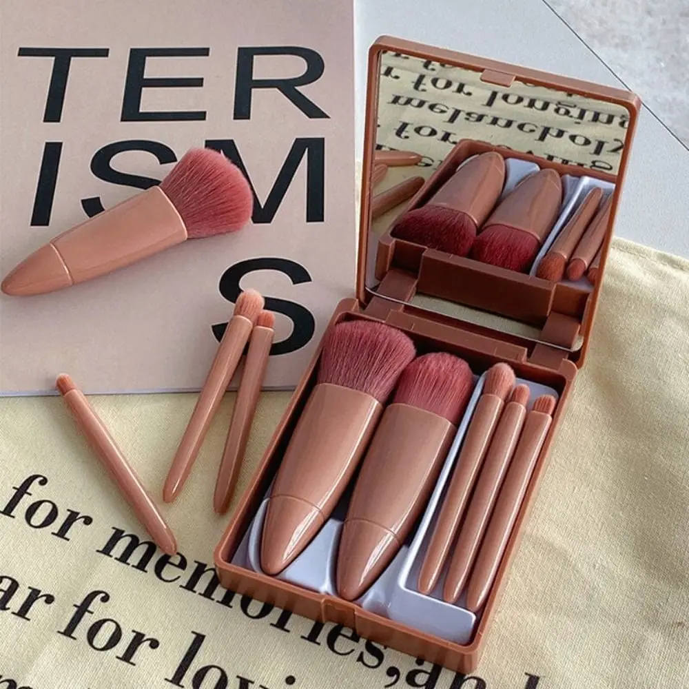 With Mirror Box Portable Cosmetic Brush Eye Shadow Brush Multifunction Makeup Tools Foundation Brush Man-made Fiber