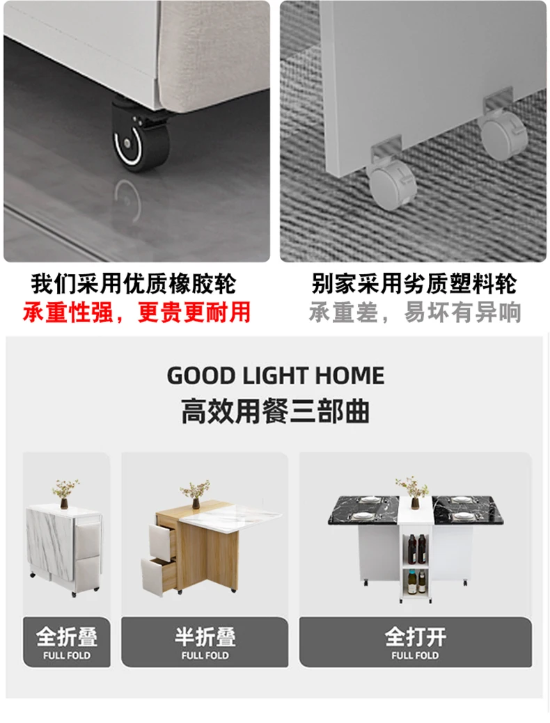 Description Picture 6 of itemFolding Dining Table Set 4 Chairs Italian Nordic Luxury Dining Table Decorate Simple Mesas Y Sillas De Comedor Kitchen Furniture