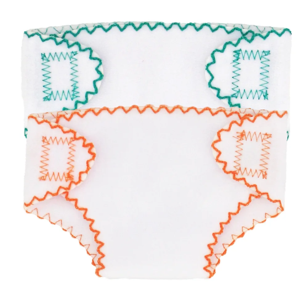 Set of 2 Doll Diaper & Bib Sets for Medium-Sized Baby Dolls