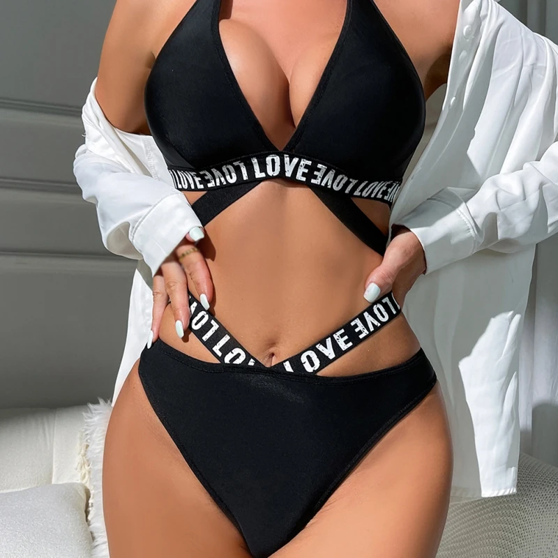 

Ladies Underwear Suit Hanging Neck Brief Sets Soft Comfortable New Backless Lingerie Female Sexy Erotic Costumes