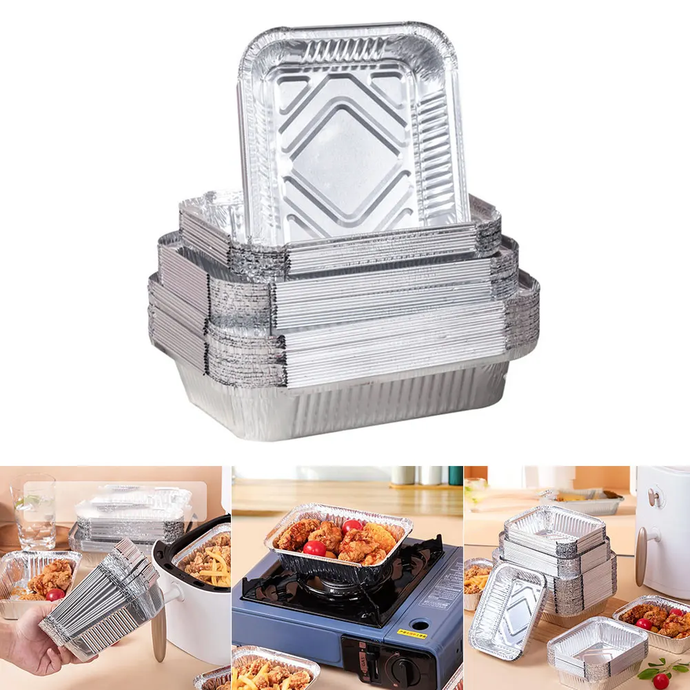 BBQ Aluminum Foil Grease Drip Pans Air Fryer Non-Stick Steaming Basket Recyclable Grill Catch Tray Kitchen Tool 30PCS disposable bbq drip pans aluminum foil trays