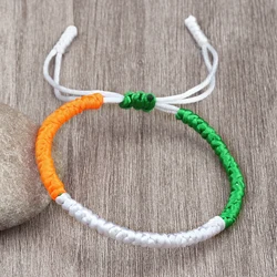Handmade Tricolor Rope Bracelet in Green, White, and Red - Adjustable Size, Perfect Gift (Orange White Green)