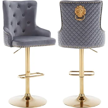Velvet Bar Stool 2 Piece Set 1
