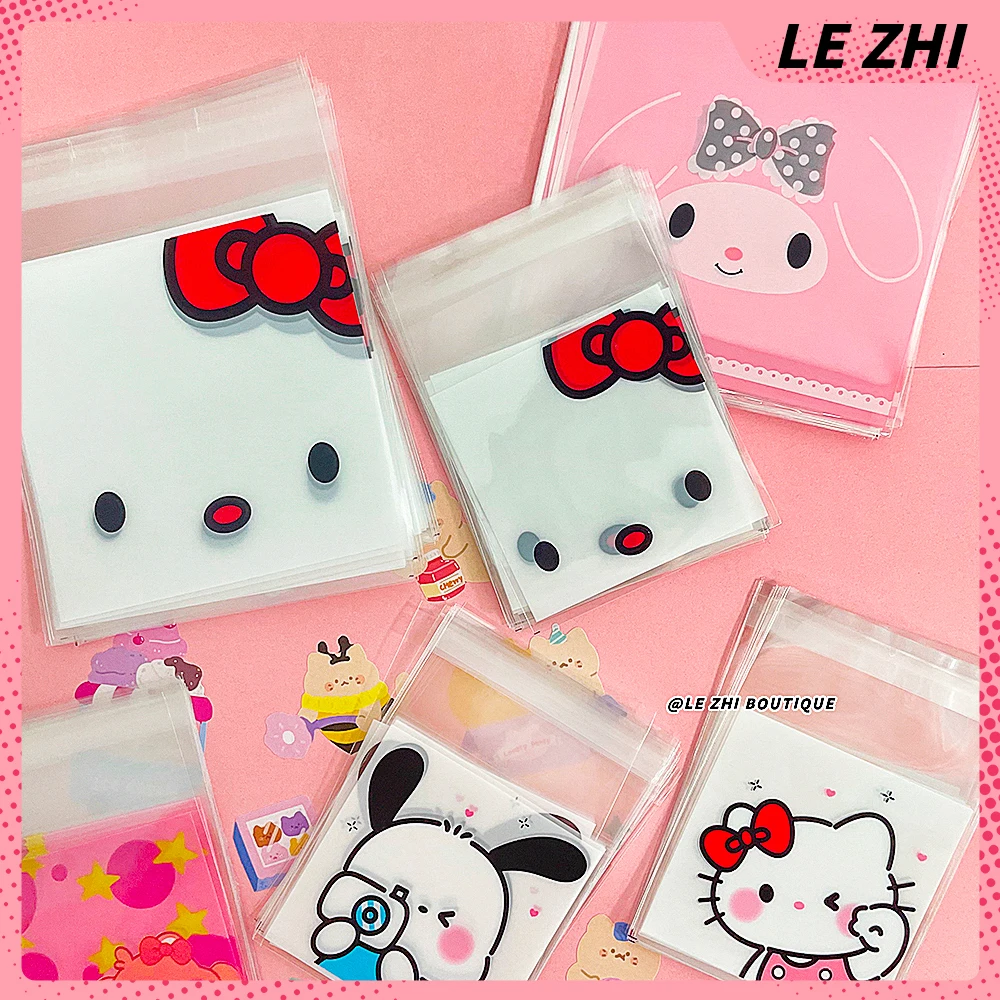 100PCS Packaging Bags Hello Kitty Mymelody Cute OPP Clear Self-adhesion Cartoon Printing DIY Gift Pastry Bag