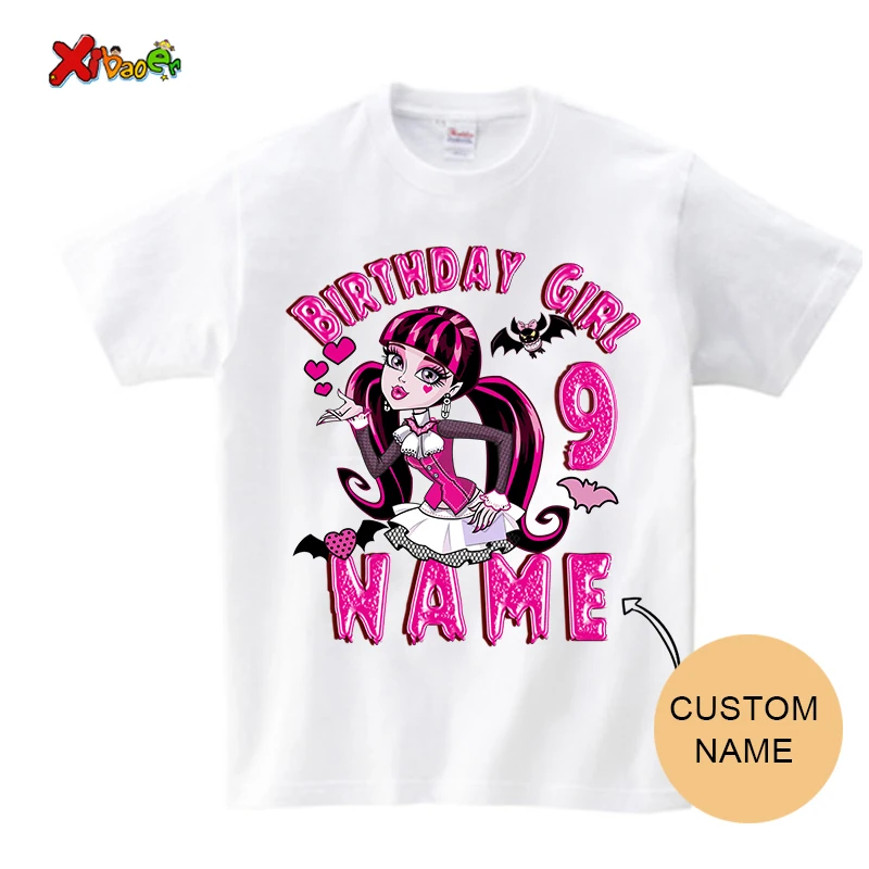 thumbnail image 1 of Camiseta de cumpleaños familiar para niña, conjuntos a juego para niños, fiesta de monstruos, nombre personalizado, apariencia familiar, ropa a juego para bebé, mamá e hija, 1 of 5