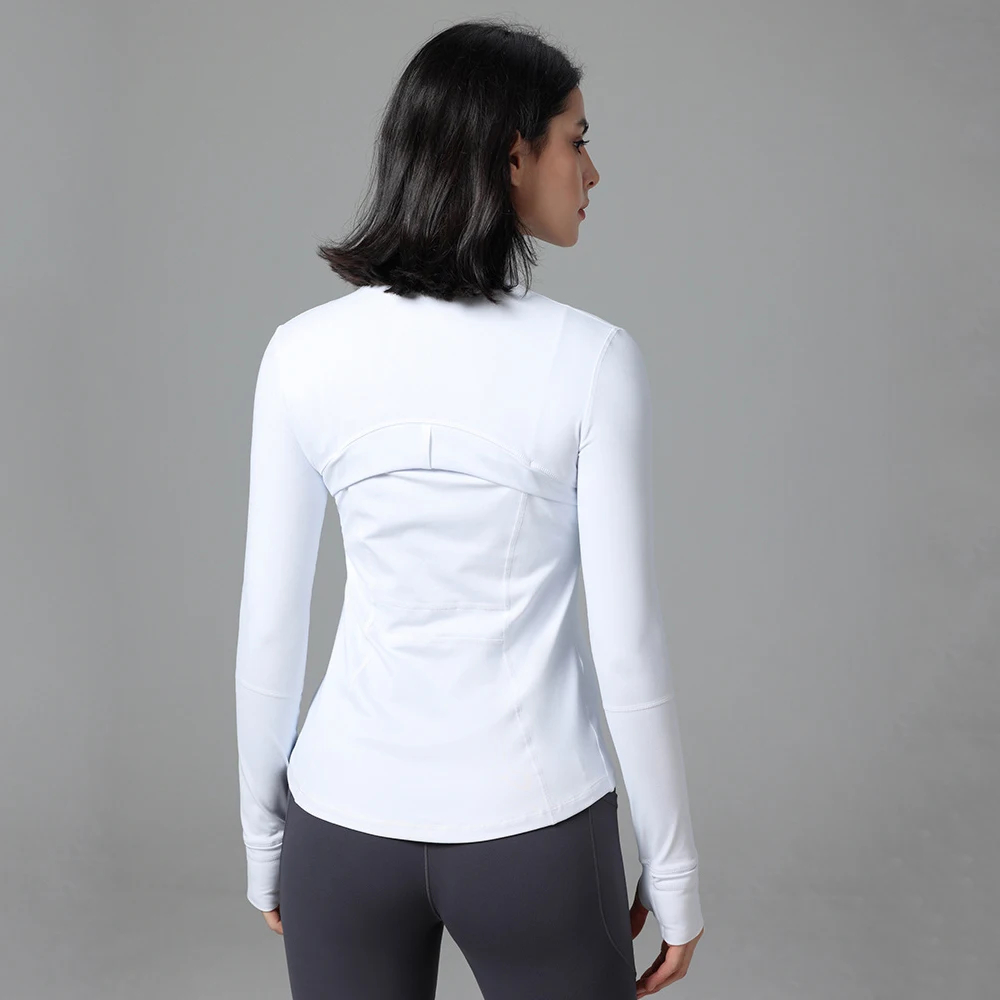 Yoga Nylon Stretch Track Jacket Gym Fitness Sport Top High Elasticity Long Sleeves Zipper Motorcycle Jacket Coat Sportswear