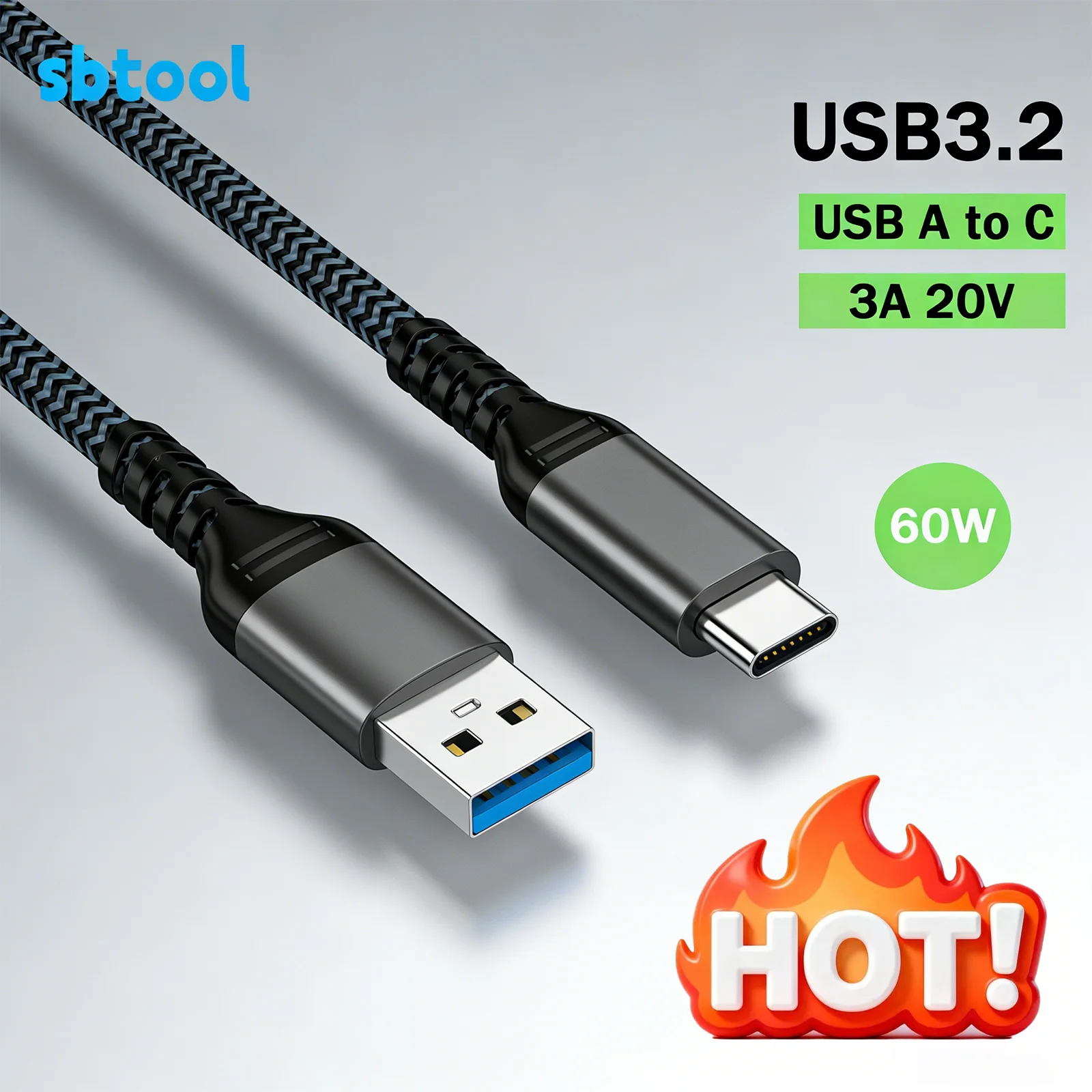 High-Speed USB 3.2 Gen2 to Type C Data Transfer Cable (10Gbps)