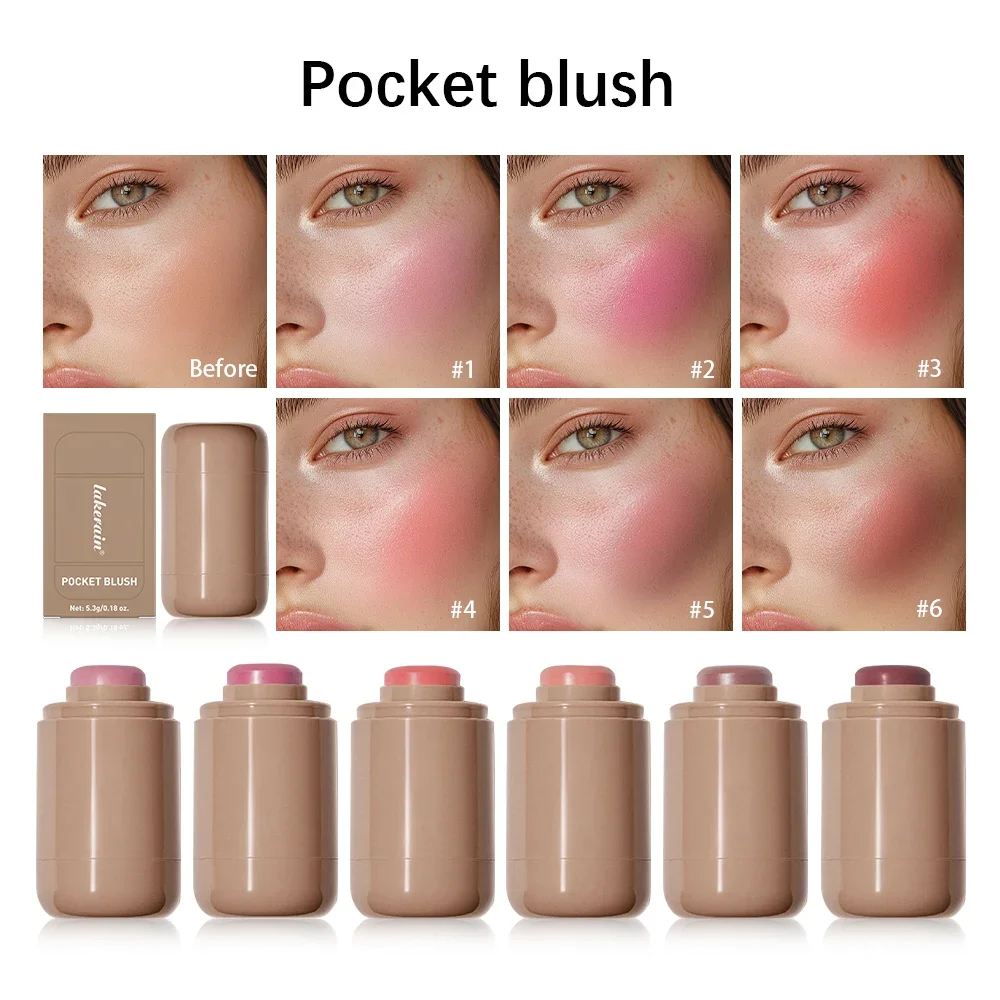 Creamy Bronzing Blush Stick Hydrating Waterproof Lipstick Cheek Tint High Pigment Multi-tone Soft Mauve Matte Rouge Contour blush stick