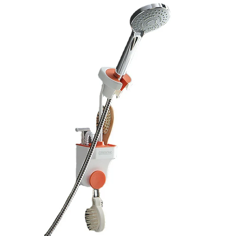 Two In One Shower Holder Adjustable HHair Dryer Holder Universal Bathroom Bracket Nozzle Base Stand Punch-Free 360&deg;Rotation
