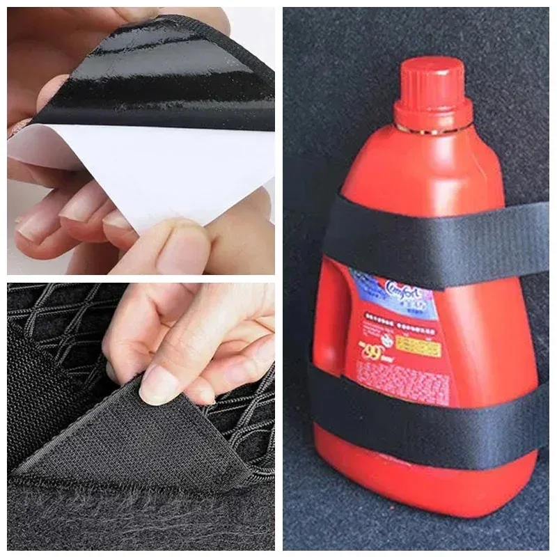 Car Trunk Organizer Elastic Fixing Strap Fire Extinguisher Fixing Strap Universal Storage Bracket Velcro Strip Auto Parts 1set