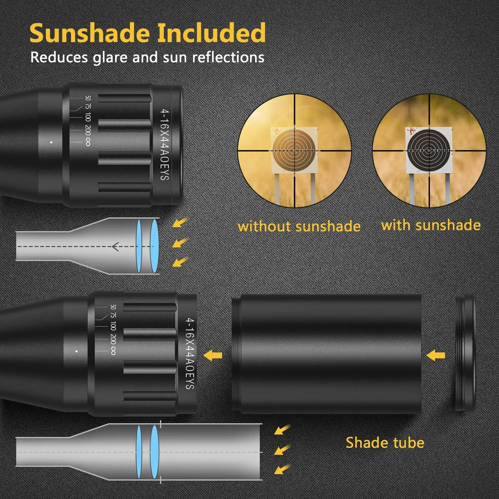 Rifle 4-16x44 Scope Red and Green Illuminated Scope With Locking Turret Sunshade and Mount Included CVLIFE