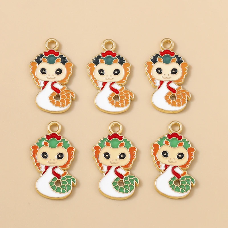 20 Stück 12x20mm Cartoon-Tier-Anhänger, Emaille-Schlangen-Charms, Anhänger für die Herstellung von DIY-Ohrringen, Halsketten, Armbändern, Schmuckzubehör