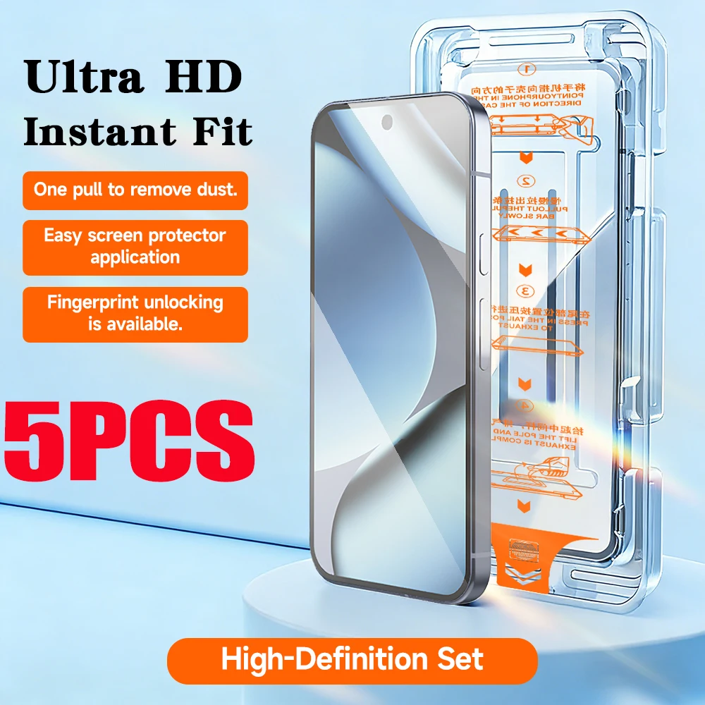 HD Clear Screen Protector - Fingerprint-Resistant Tempered Glass (1-5 Pack)