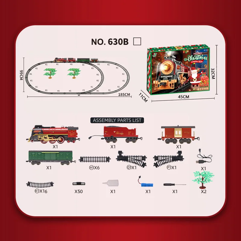 Christmas Series Retro Classical Remote Control Small Train Track Electric Steam Track Train Model Children's Holiday Toy Gift