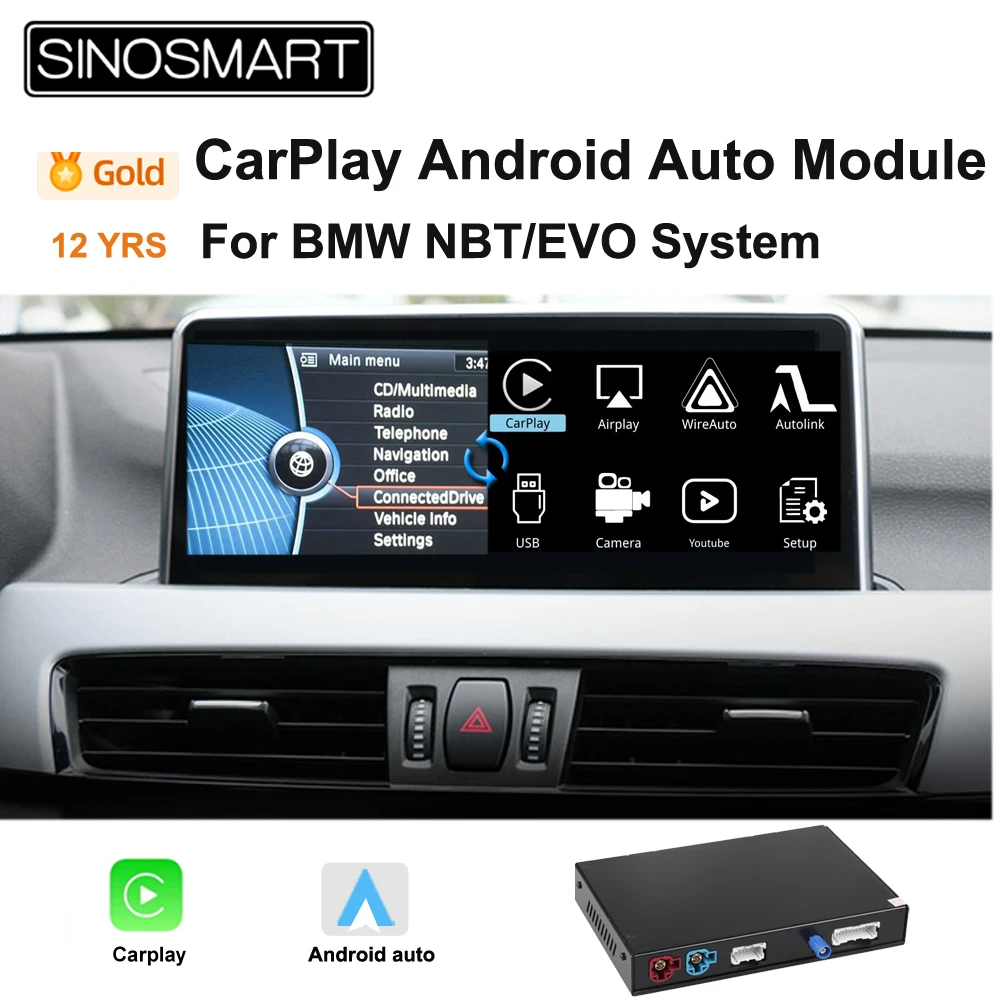 Boîtier Carplay sans fil pour BMW avec système NBT série 1 2 3 4 5