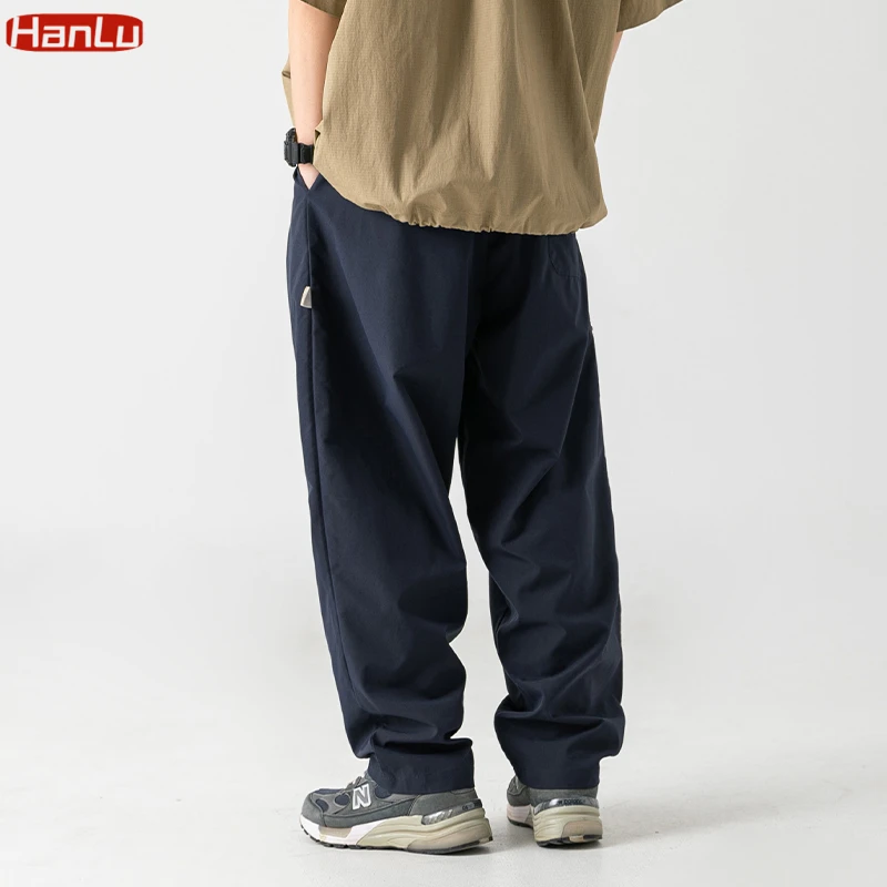 Oversized Y2K Clothes Men\'s Navy Cargo Baggy Wide Leg Zip Pants Trousers Drawstring Streetwear Sweatpants Trousers For Men
