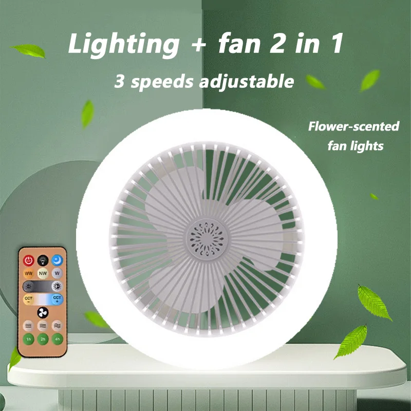 LED Ceiling Fan Lights 2 In 1 Energy Saving Remote Control Ceiling Fan Lamp Infinitely Dimmable E27 Base Bottom Noise Mute LED Decorative Light 85-265V