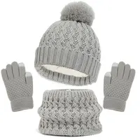 Children's Winter Hat Scarf and Gloves Luxury Set Knitted Wool Kids Warm Suit Beanie Caps For Boys Girls Hat Neck Scarf Baby Cap 4