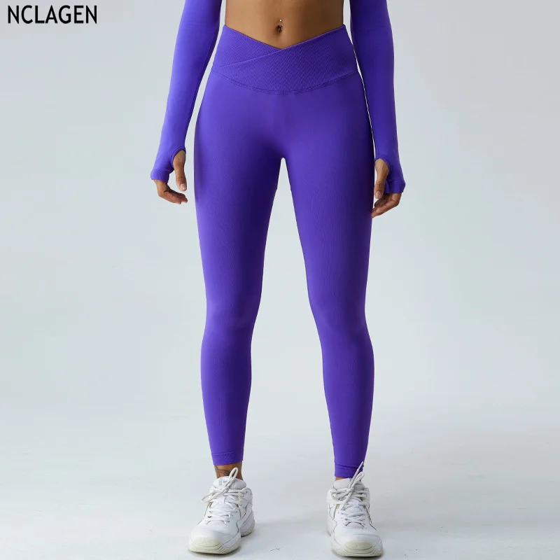 

NCLAGEN Seamless Tight Yoga Pants Women's Hip Lifting Running Quick Dry Tight Sports Pants Elastic High Waist Fitness Leggings
