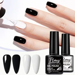 Dual - Tone Gel Nail Polish Set - Long - Lasting & Hypoallergenic Soak - Off Varnish (Black with White)