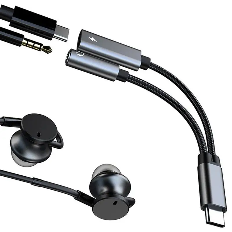 Type C To 3.5mm Audio Headphone Jack Adapter Type C Charge Audio Aux Adaptor For Iipad Pro Samsungs S 2 Ultra Note 20 10 Huaweii