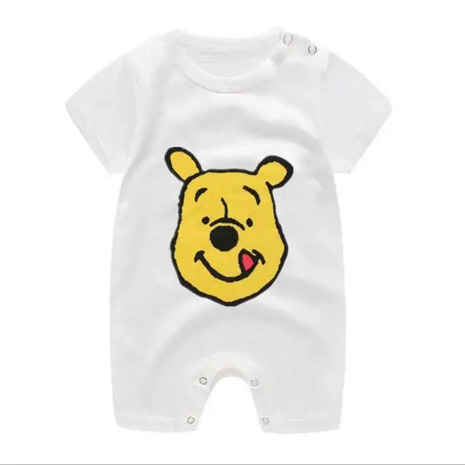 Cotton baby suit Children New  Cartoon Cotton Summer Rompers Baby Unisex Cute O-neck Soft Skin One Piece Bodysuit  Boys And Girls Short Sleeves Baby Bodysuits cheap Baby Rompers