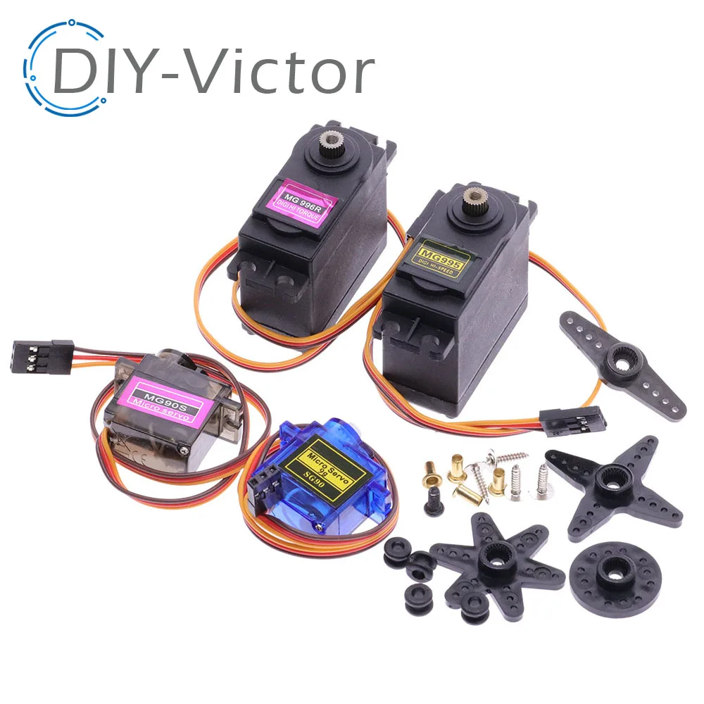 MMOBIEL 5 Stuks SG90 9g Micro Servo Motor Kit voor RC Drone/Auto/Vliegtuig/ Helikopter/Voertuigen/Robots/Geschikt voor Arduino en Raspberry Pi Incl. Schroeven en 15 Servo Armen