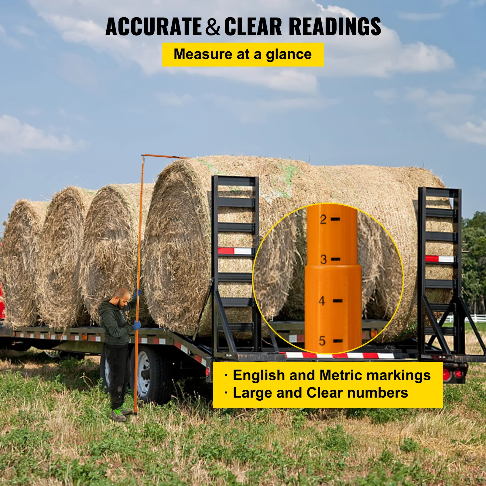 Fiberglass Truck Height Measuring Stick for Accurate Load Measurement