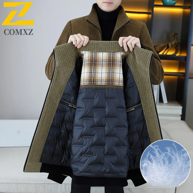 COMXZ Light Luxury Winter Jacket Thickened Embroidered Warm Ski Padded Jacket Business Windproof Quilted Jacket Men's Clothing