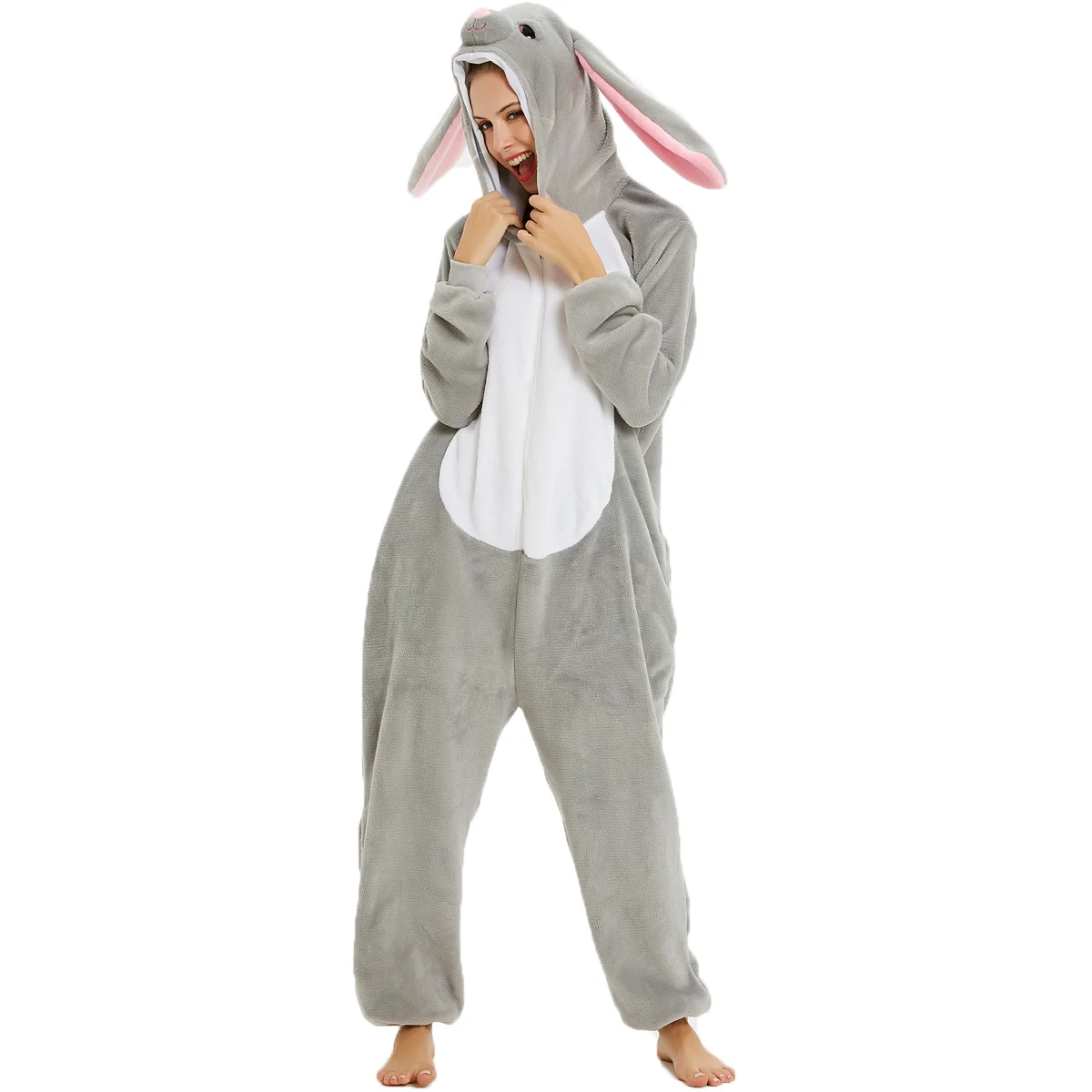 MashiMaro Rabbit Onesies Cartoon Women Men Girls Boys Animal Pajamas Halloween Funny Party Suits Winter Home Overall Costumes