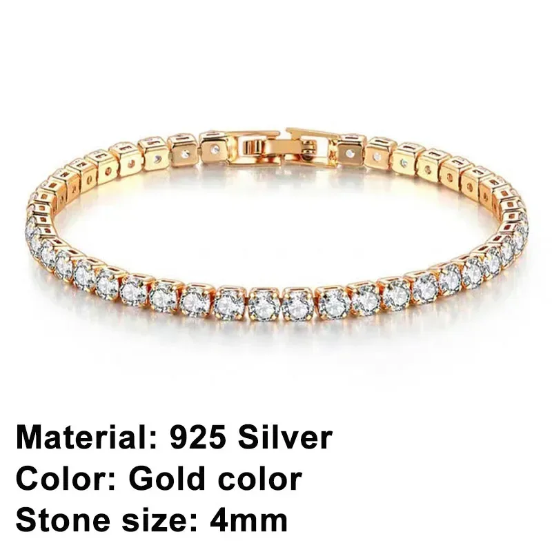 925 Sterling Silver Rose Gold Tennis Bracelet Sparkling Crystal Cubic Zirconia Hip-Hop Luxury Women's Jewelry Surprise Gift