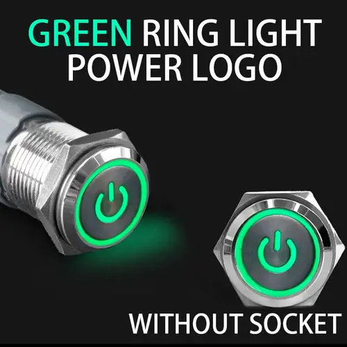 12 16 19 22mm With Wire Waterproof Metal Push Button Switch  LED Ring/Power Light Momentary Latching   5/12/24/220V silver1NO1NC - Image 15