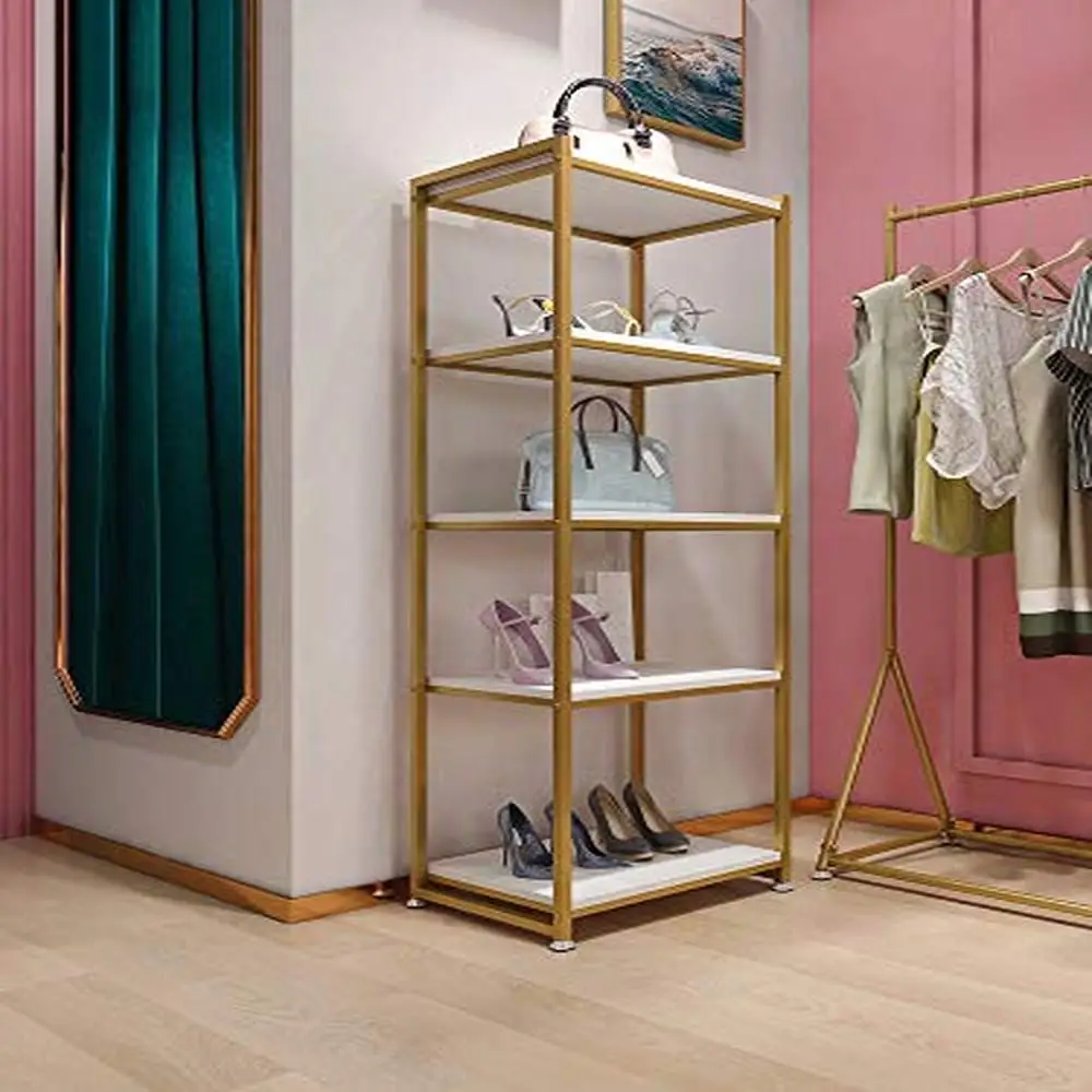 

5-Layer Metal Display Rack Shoe Bag Shelf Home Storage Organizer Plant Jewelry Hat Clothes Display Stand Rack Iron Jewelry Rack