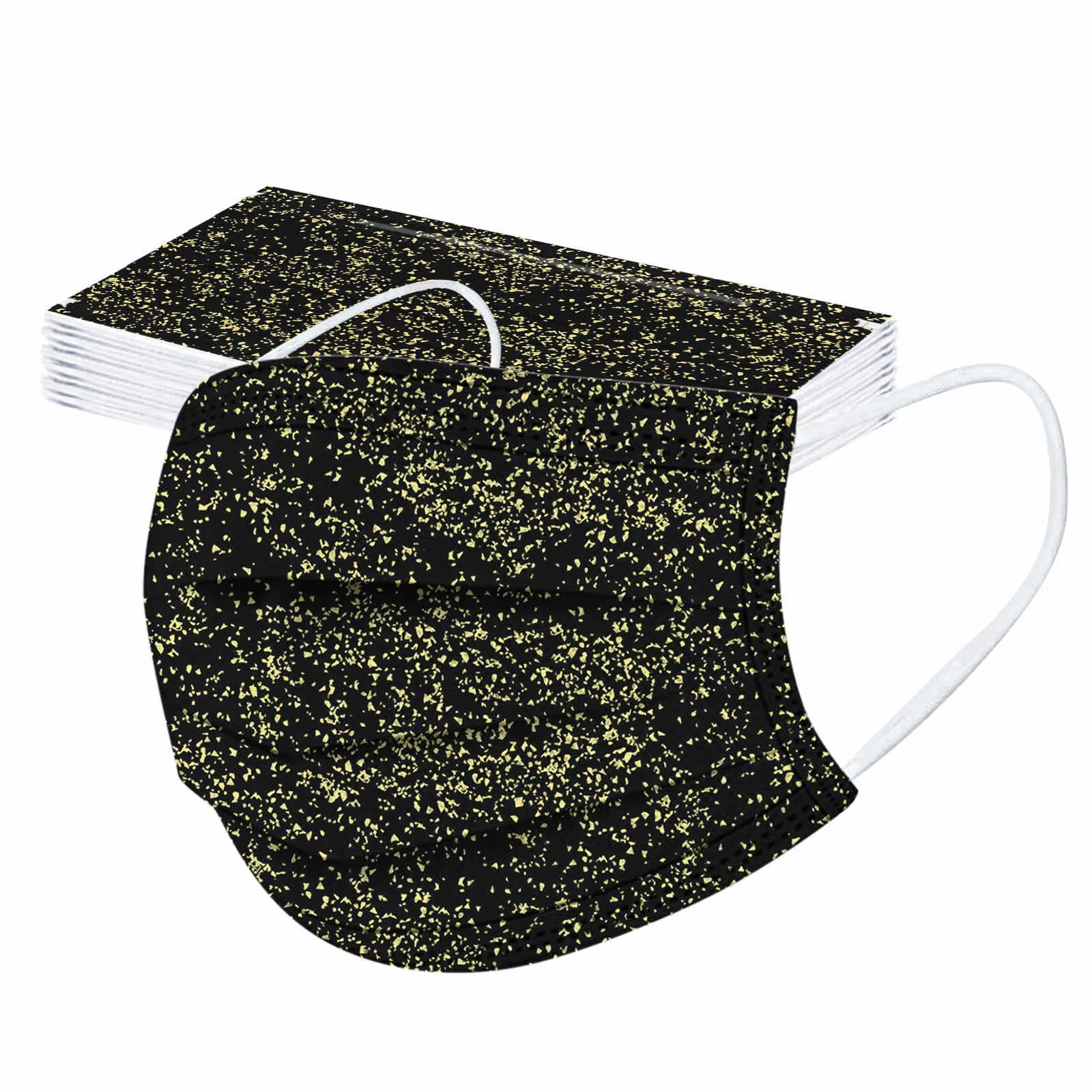 10PCS Adult's three-layer protective dust-proof sequins print outdoor dust-proof face protective mask disposable mask