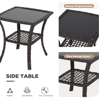 3 Piece Outdoor Swivel Chair Set, Wicker Patio Bistro Set with Thickened 25D Cushions and Glass Coffee Table, Patio Furniture C 2