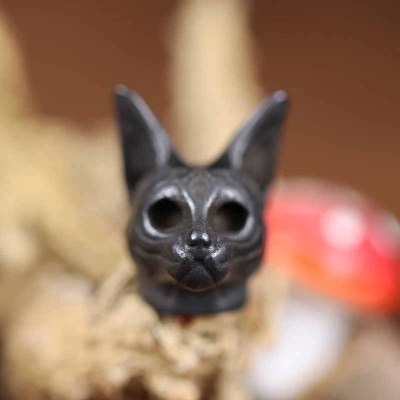 Description Picture 3 of itemDied Soul Patron Saint Egyptian Cat Head Sculpture Brass Knife Bead DIY EDC Outdoor Paracord Lanyard Pendant Jewelry Accessories