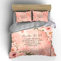Ensemble de literie imprimé sur le thème des versets bibliques inspirants, décoration de chambre pour enfants et adultes, ensemble de literie exquis en trois pièces, cadeau 6