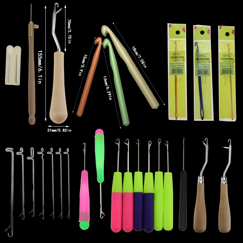Plastic Crochet Braid Needle Feather Hair Extension Tools Wig Hook