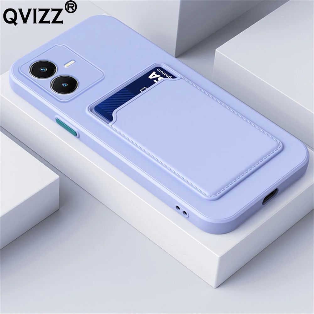 Funda de bolsillo con ranura para tarjeta para Vivo Y22 Y22S 2022 4G,  silicona suave a prueba de golpes, cubierta de teléfono de lujo Y16 4G Y02S  Y35 2022 V25 V25E 4G