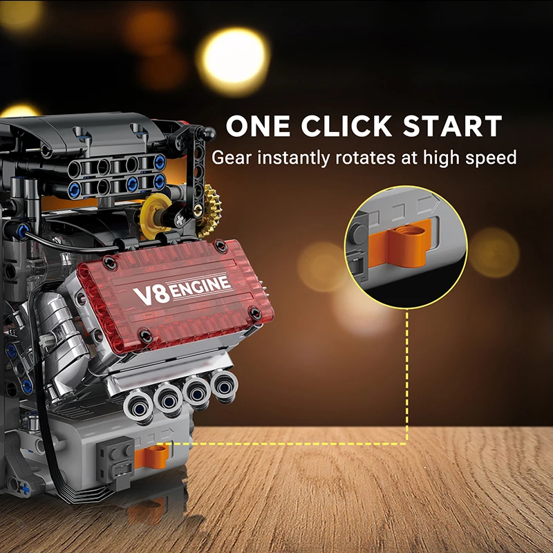 Motorisiertes V8-Motor-Simulationsmodell aus Bausteinen, elektrisch angetrieben, technische Autoteile, kreatives Spielzeug, Geschenk_voghion.com