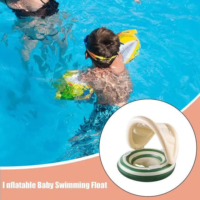 Baby Pool Float With Canopy Safety Floating Seat Adjustable Float Trainer With Sunshade For Babies Toddler Kid Puddle 1