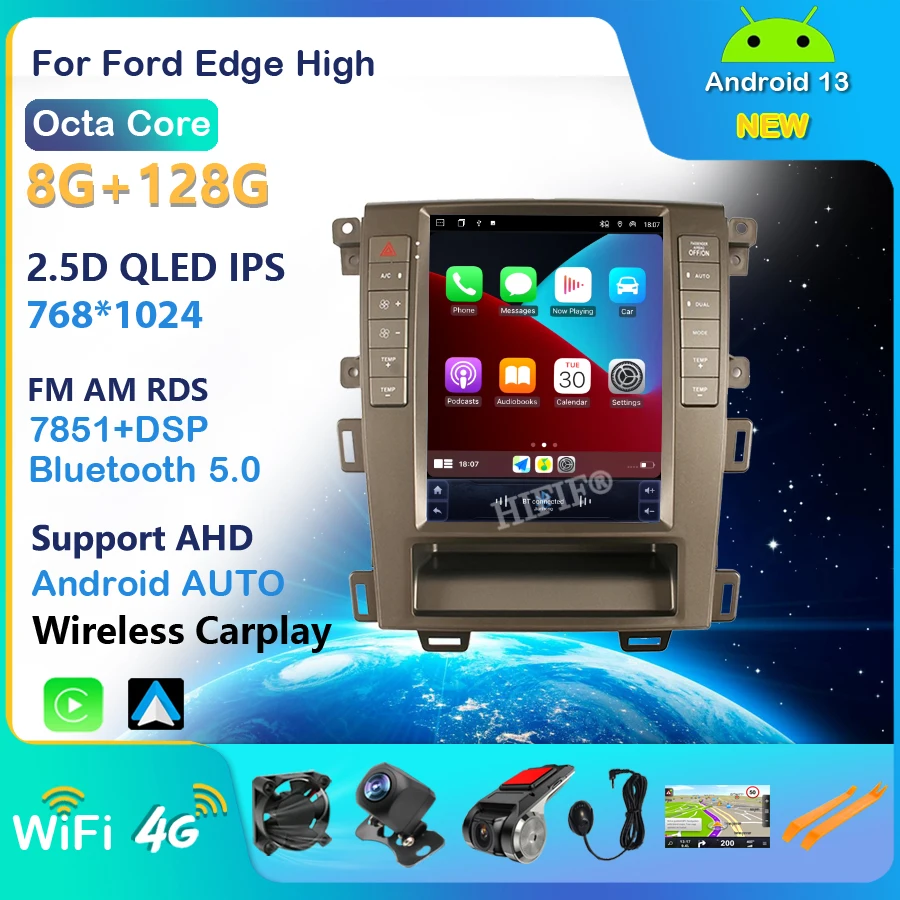 

Автомобильный радиоприемник 9,7 дюйма в стиле Tesla 2 Din Android для Ford Edge High Stereo, Автомобильный мультимедийный видеоплеер с GPS-навигацией