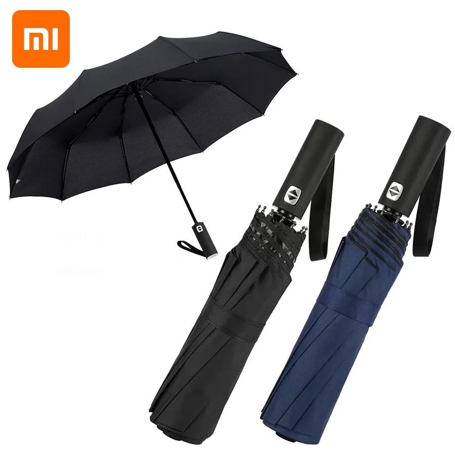 Xiaomi-Paraguas automático sombrilla de viaje resistente a la lluvia y al viento, 3 pliegues, 12 varillas, 108CM _ - AliExpress Mobile
