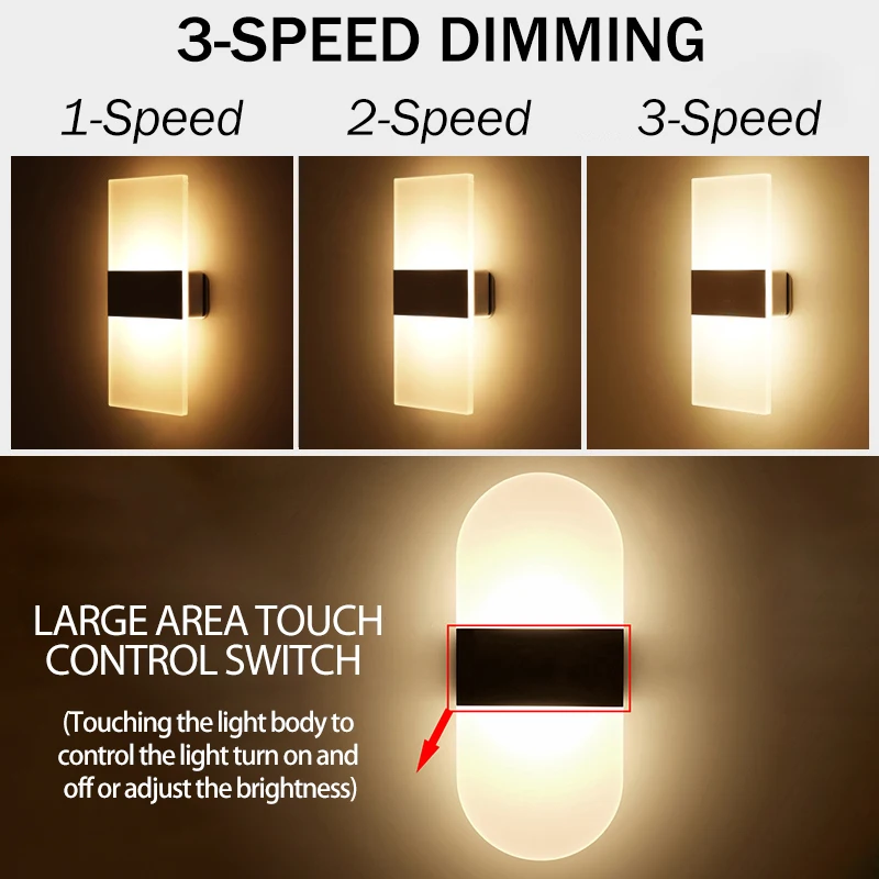 USB Recharge Wireless Acrylic Wall Lamp Touch Sensor Switch LED led light led wall lamp wall light Indoor Sconce Lamp Bedroom Living Room Modern Nordic Night Light