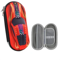 3D Racing Car Cartoon Pencil Case for Kids - Durable Stationery Box in EVA PU Plastic (The red pencil case)