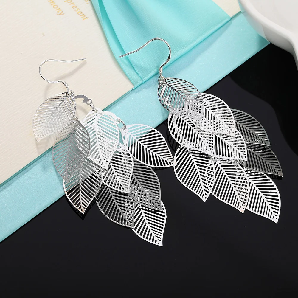 925 Sterling Silver Long Drop Earrings for Woman Silver Jewelry